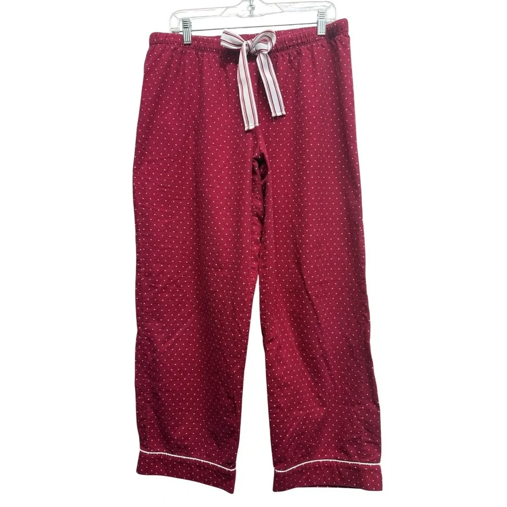 Gillian & O'Malley Pajama Pant Size LG Women's Polka Dot Red Flannel Sleep Pants